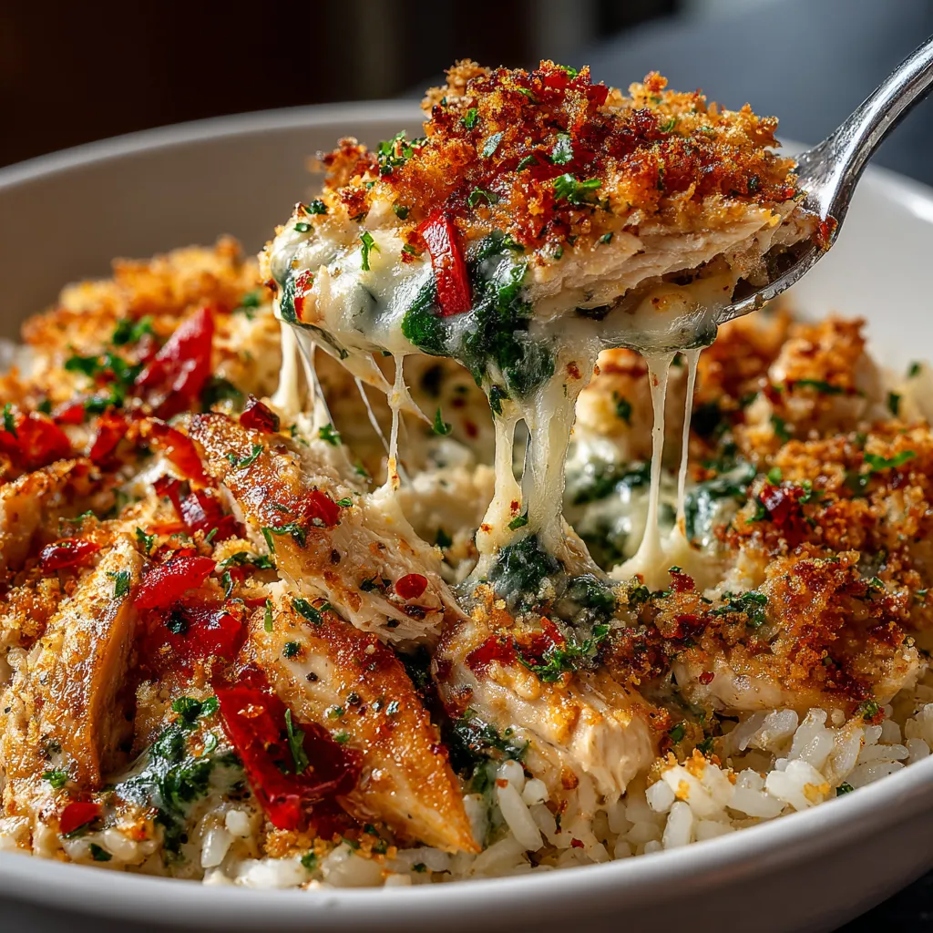A white bowl filled with chicken, rice, and feta cheese.