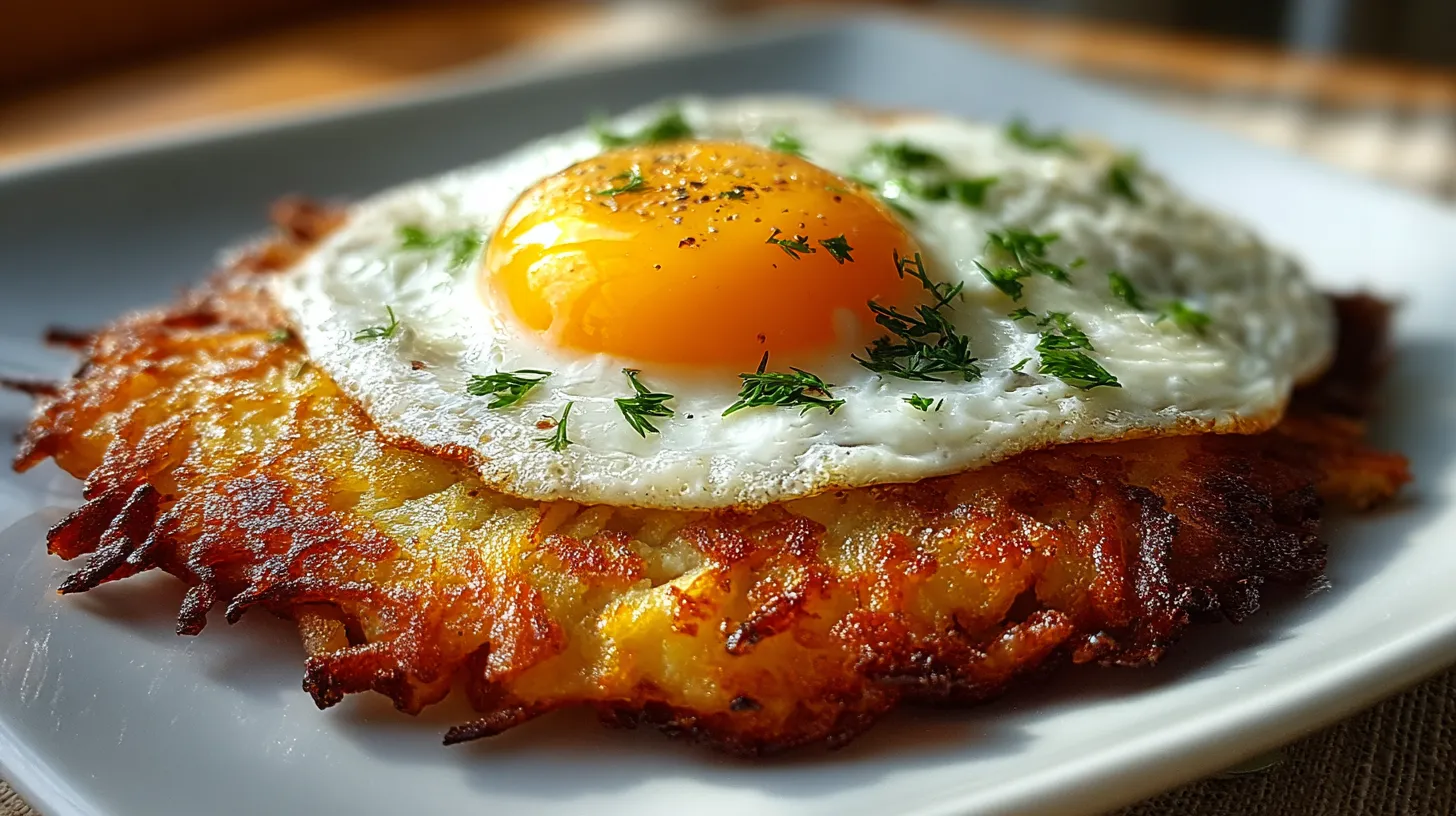A fried egg on top of a piece of meat.