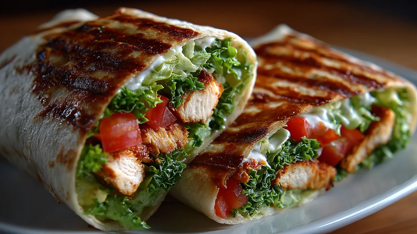 A sandwich with chicken and lettuce.