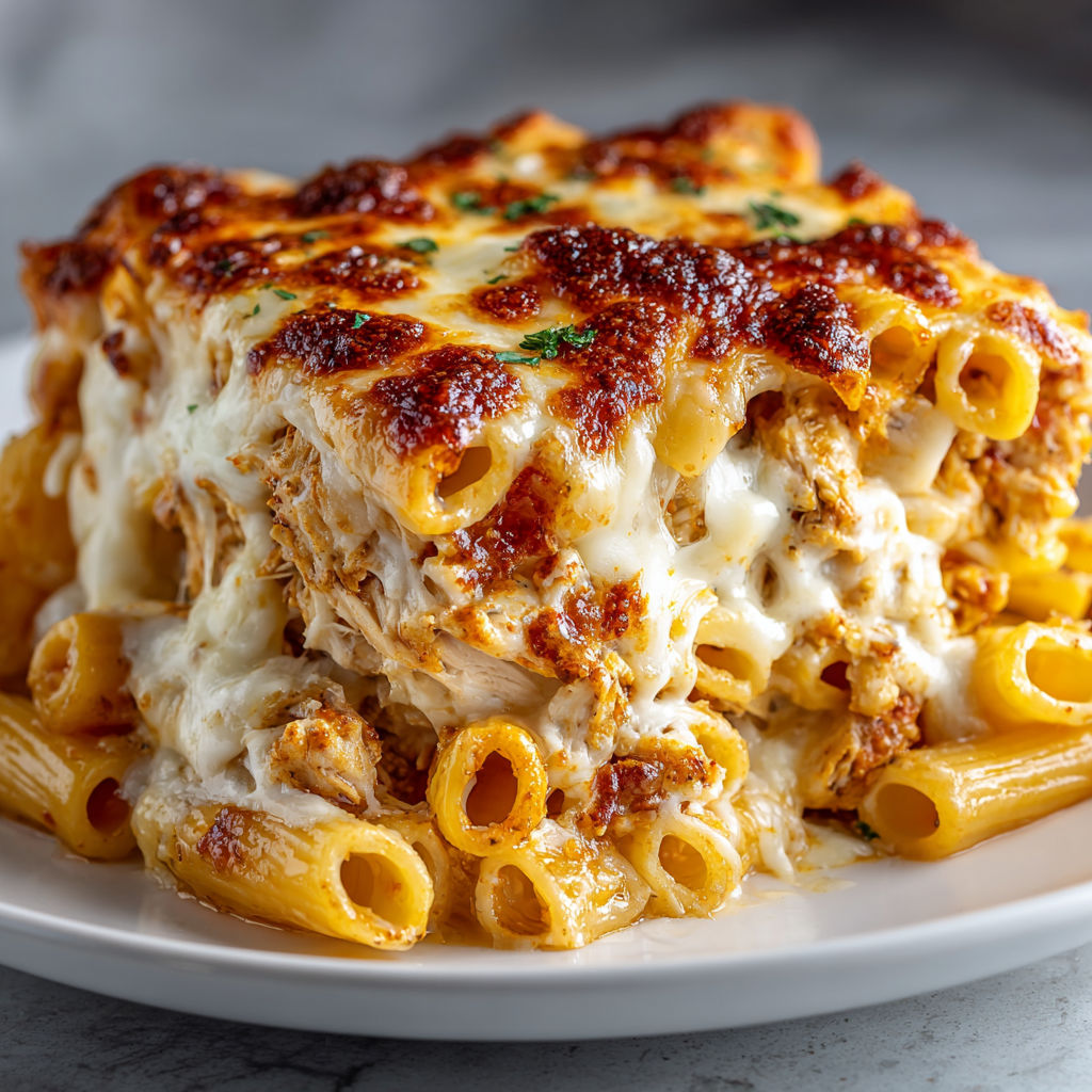A plate of food with a pasta bake on it.