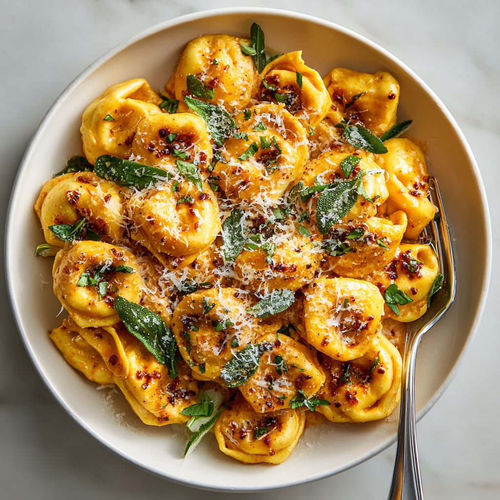 A plate of pasta with cheese and herbs.