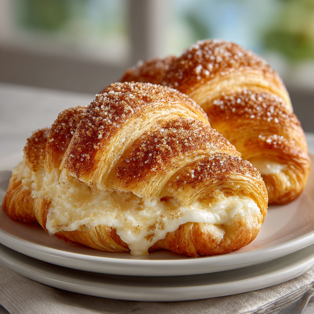 Two crescent rolls with cheesecake filling.