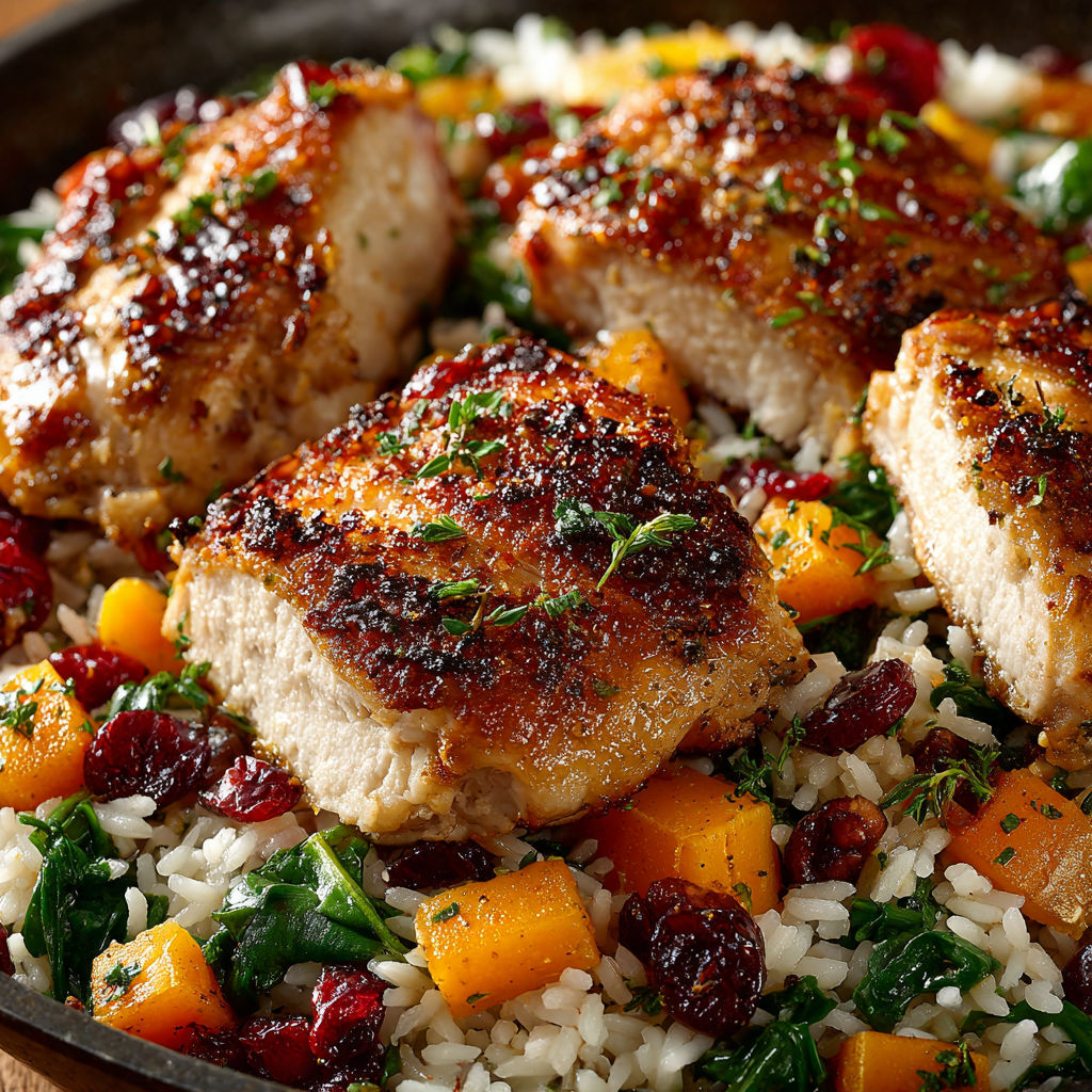 A plate of food with rice, chicken, and vegetables.