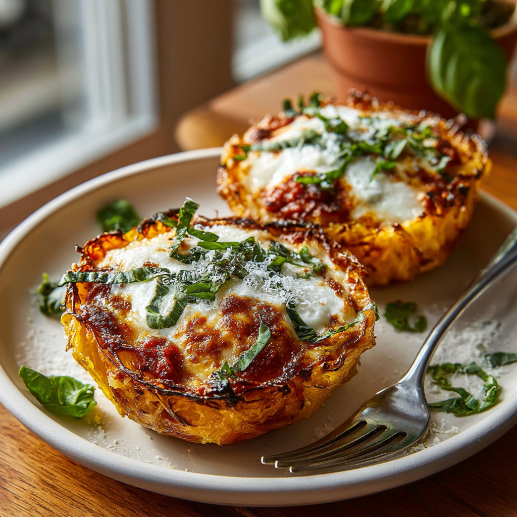 Two cups of spaghetti squash lasagna.