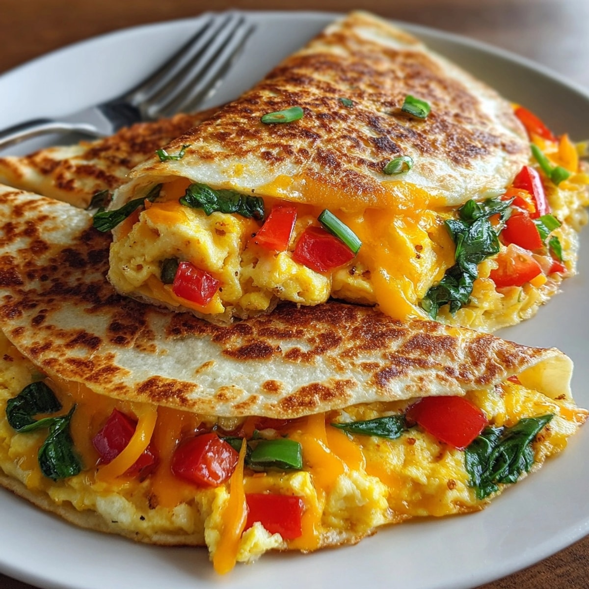 Imagine biting into a crispy 5-minute breakfast quesadilla, stuffed with warm eggs and melted cheddar.