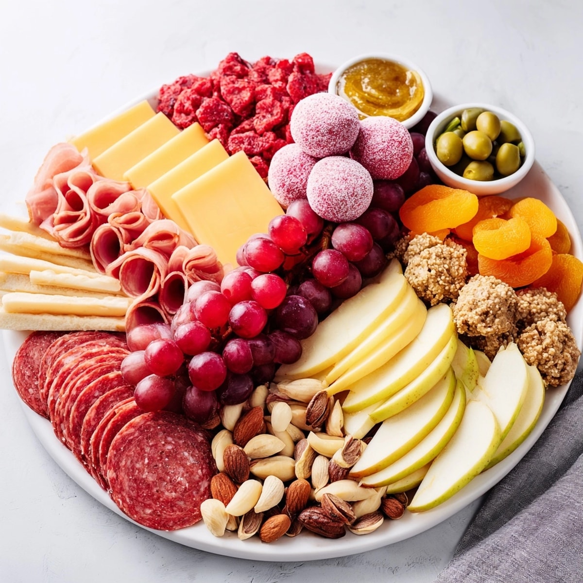 A delightful Charcuterie Board with Mochi Donut Holes: savory charcuterie meets sweet, chewy donut perfection.