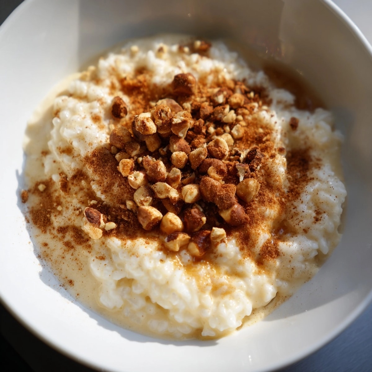 Served chilled: Japanese Rice Pudding with Chestnut Cream, perfect gluten-free autumnal dessert recipe.