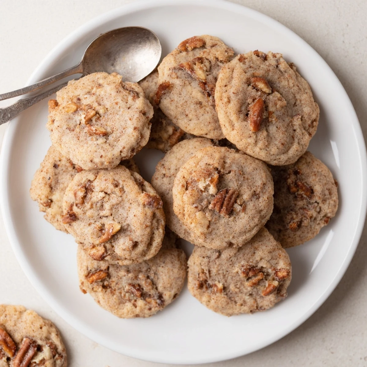 Deliciously chewy Cinnamon Date Pecan Cookies topped with crunchy pecans and sweet dates.