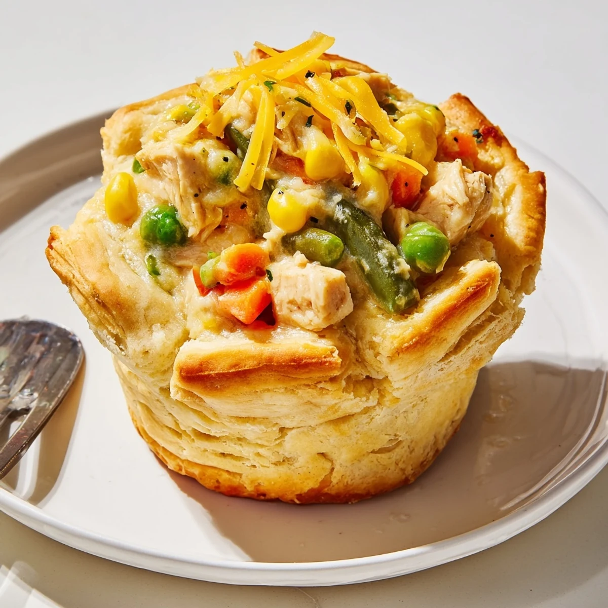Flavor-packed Cajun Chicken Ranch Pot Pie Cups served warm, perfect for a hearty meal.