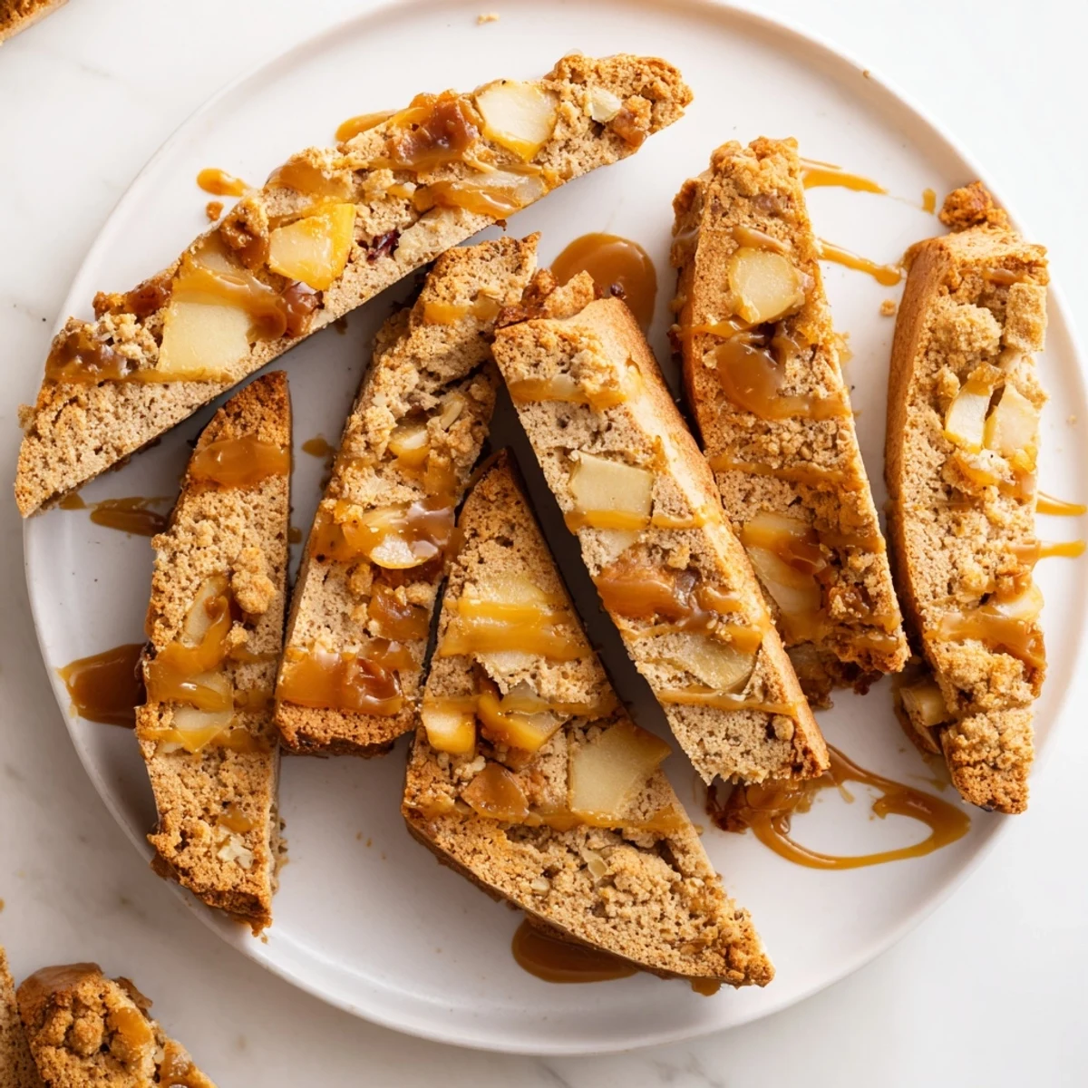 Golden brown Caramel Apple Biscotti Dunkers, infused with sweet apples and caramel bits.