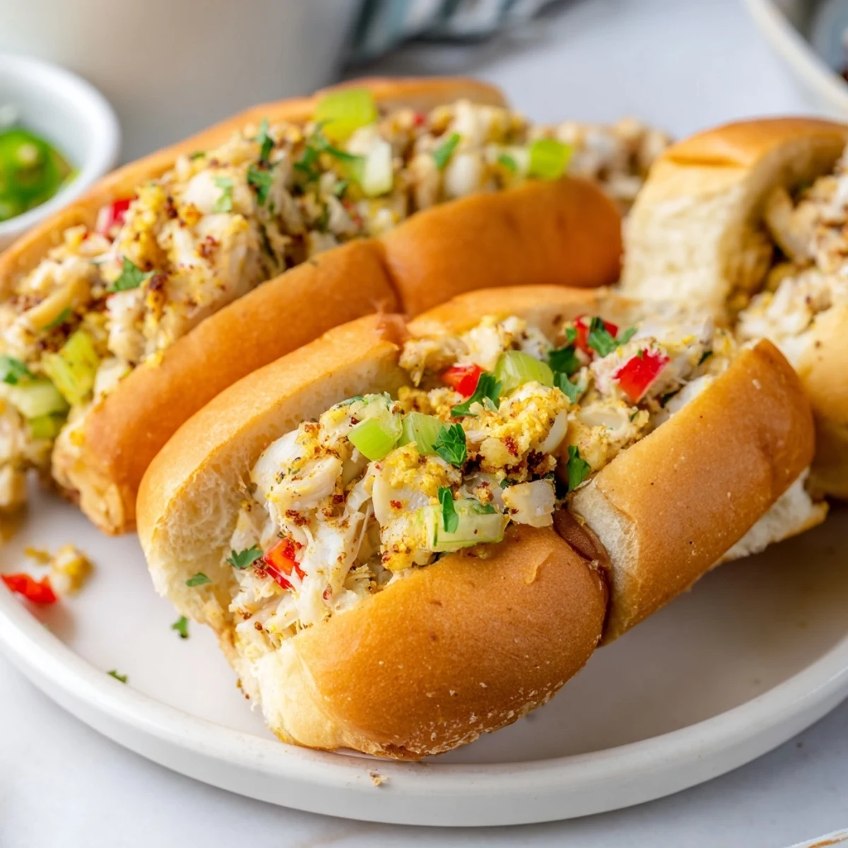 Soft Cajun crab and cornbread stuffed rolls fresh from the oven, golden and savory.  