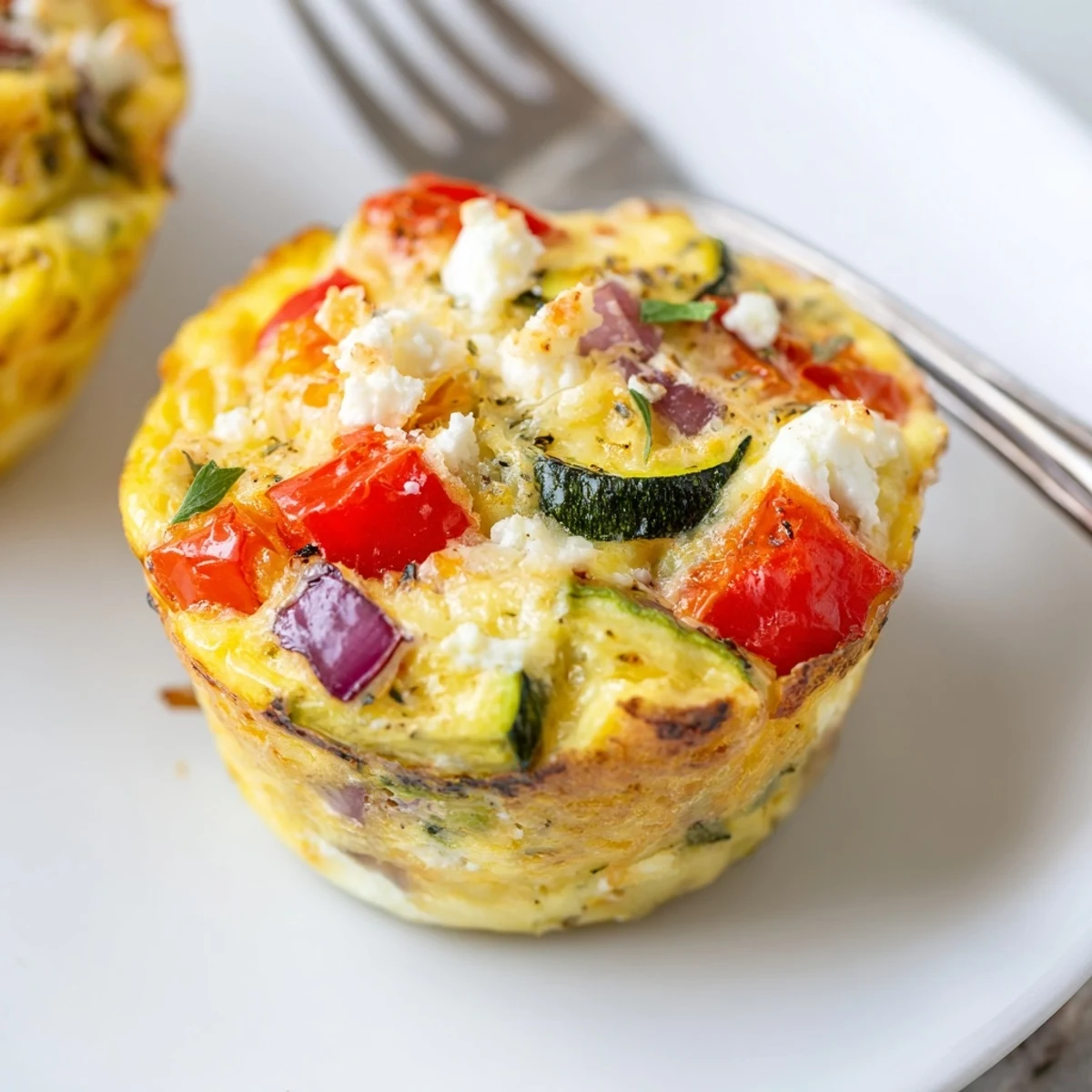 Delicious Roasted Veg & Goat Cheese Frittata Muffins, bursting with flavor and nutrition.  