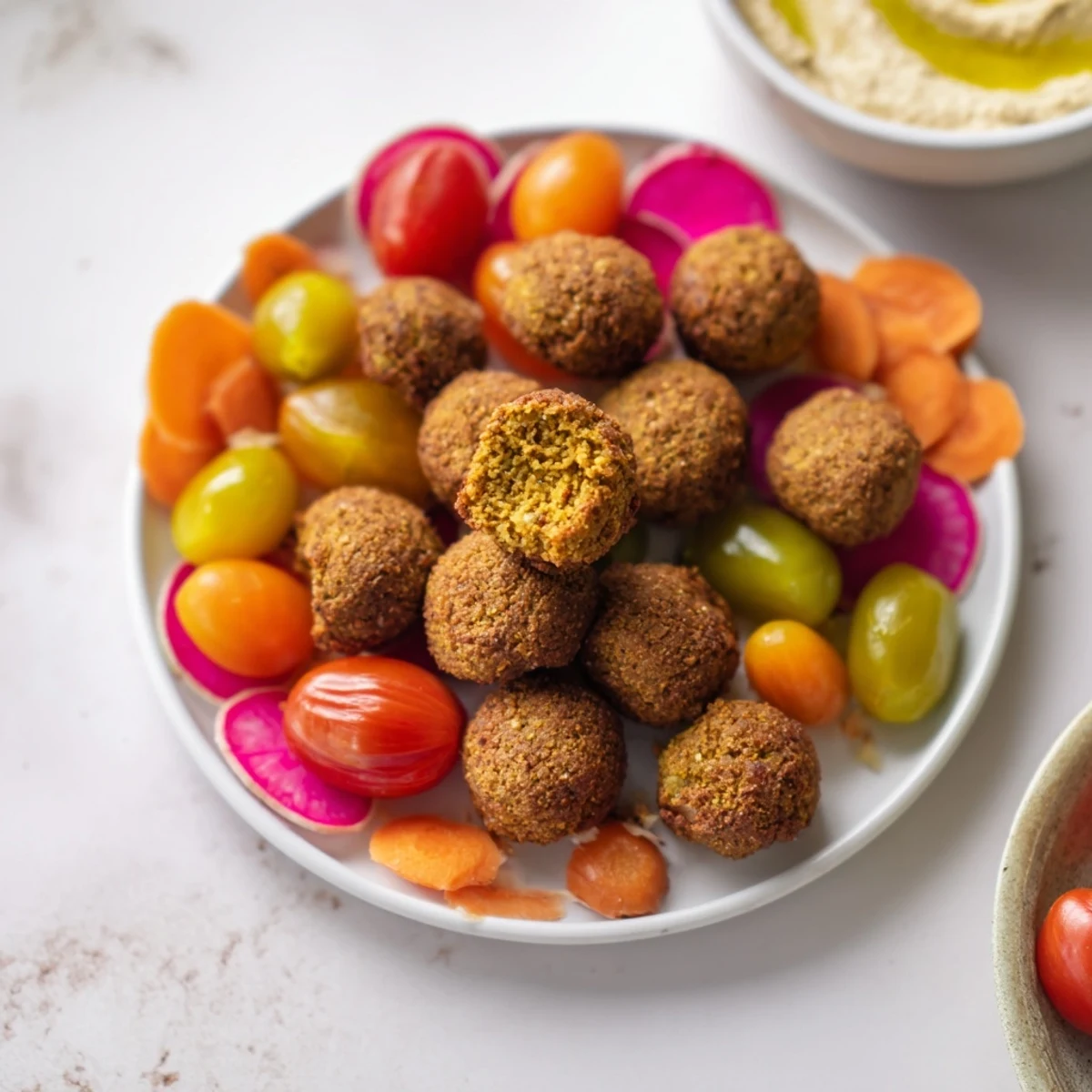 Festive Gluten-Free Holiday Falafel Board: a colorful platter filled with crispy falafel and vibrant dips.