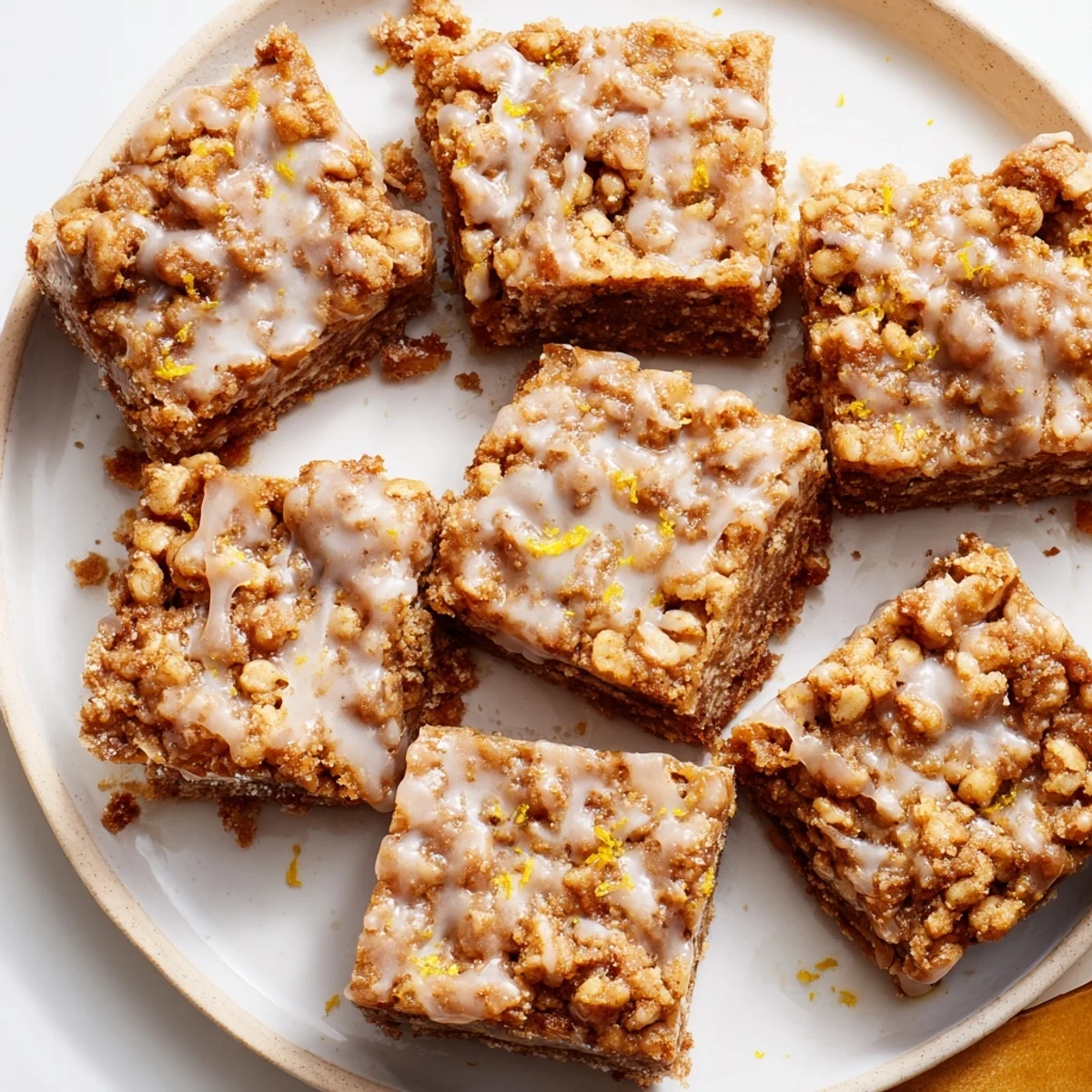 Festive, drizzled Lemon-Glazed Gingerbread Crumble Bars: spiced flavors and zesty lemon create delightful treats.