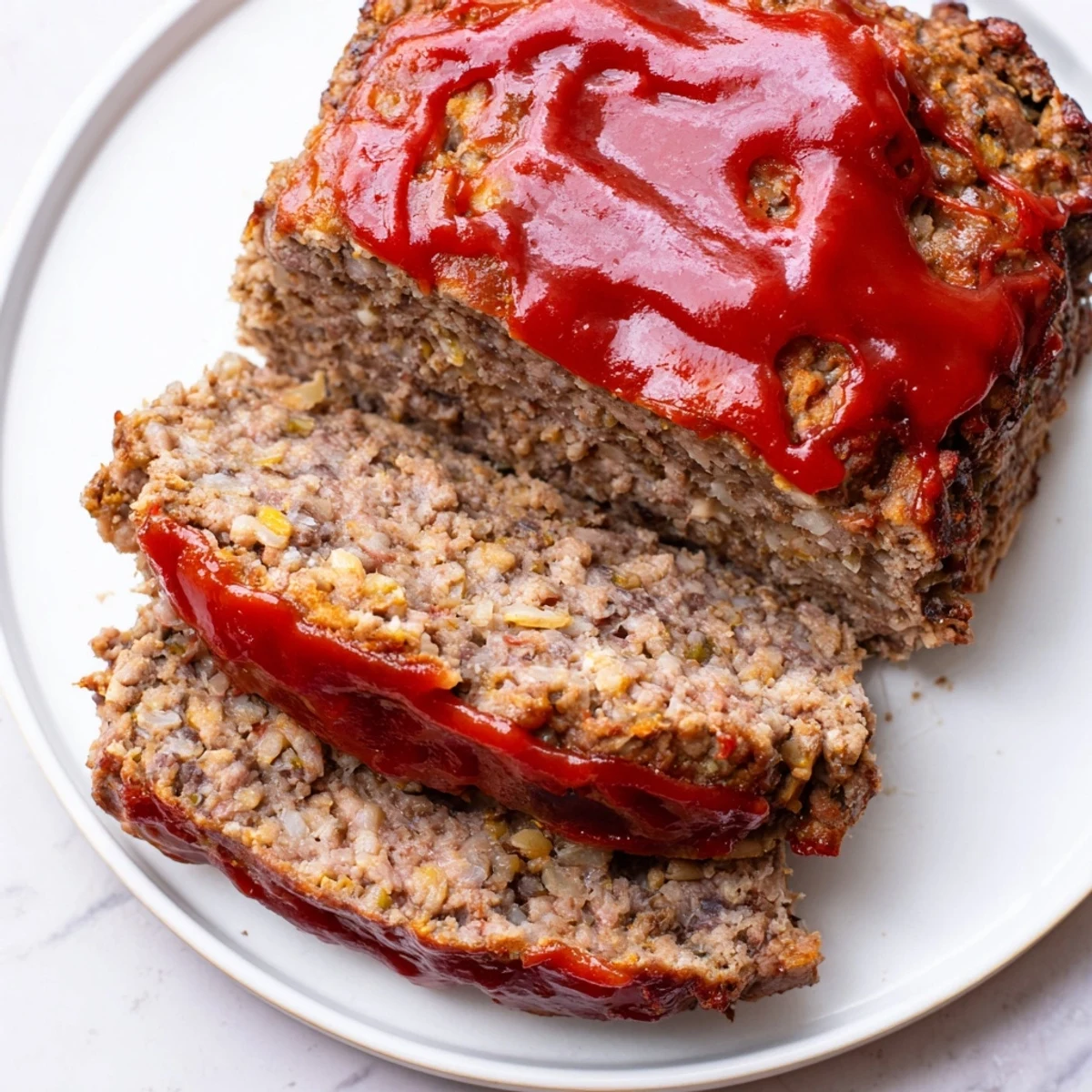 Enjoy a steaming slice of savory Stove Top Stuffing Meatloaf, perfect for a comforting dinner.