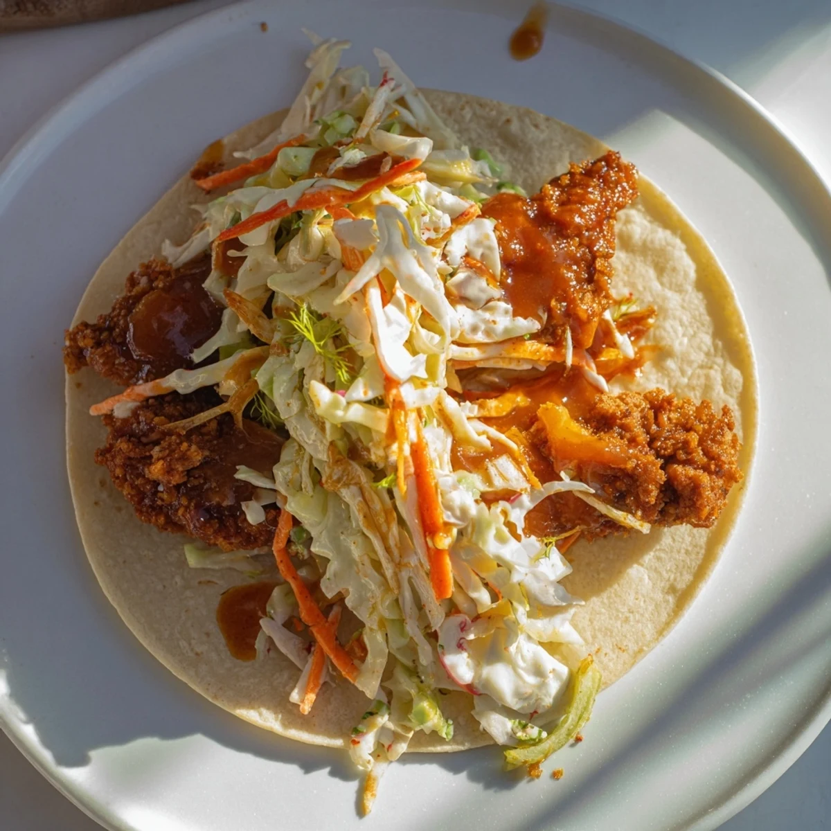 A close-up of sizzling Buffalo chicken smash burger tacos: a flavorful, weeknight dinner idea at its best.