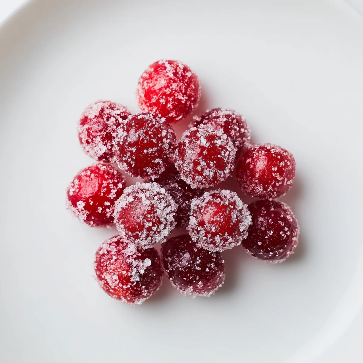 Shiny, sugared Vegan Candied Cranberry Garnish—ready to brighten your holiday cocktails and desserts.