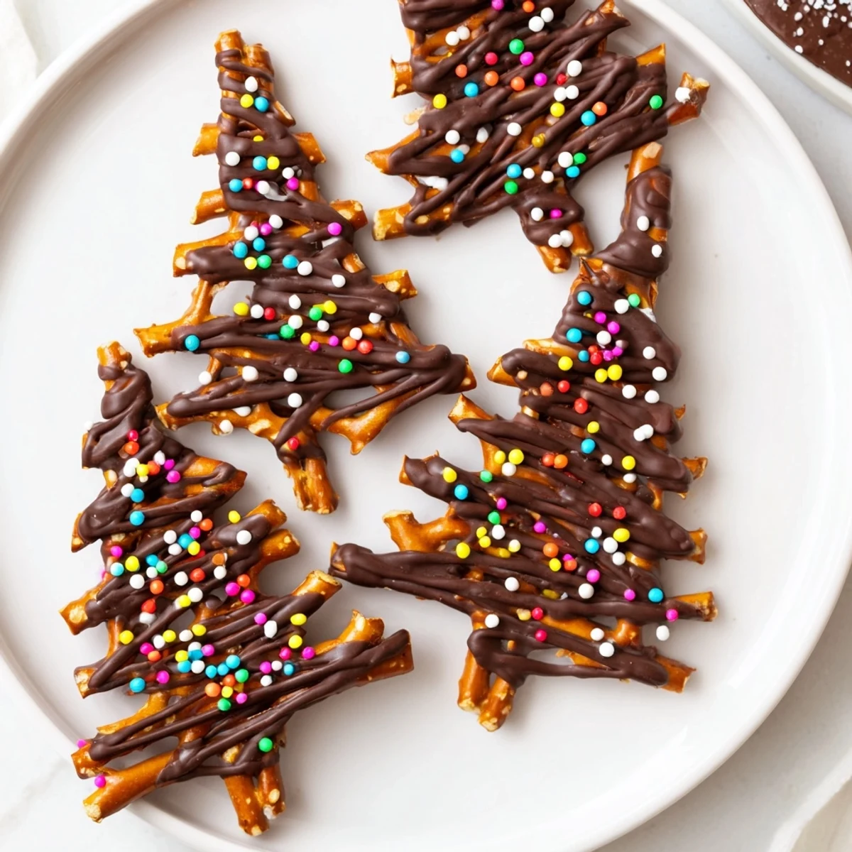 Festive Express Chocolate Christmas Trees, delicious dark chocolate treats decorated with sugar pearls.