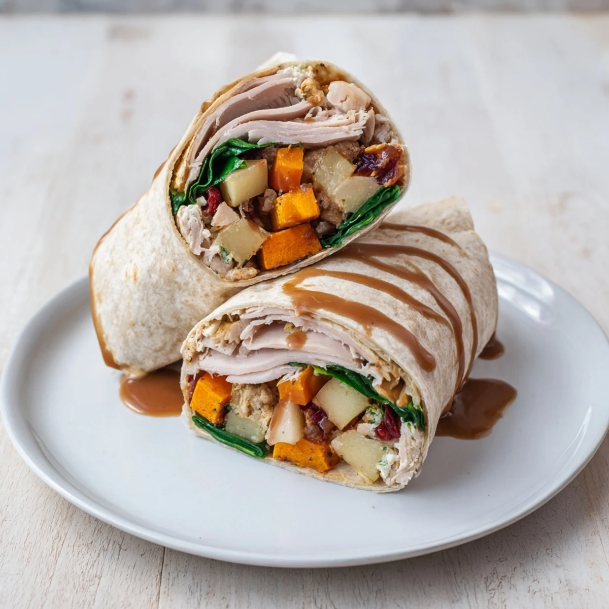 Quick Simple Christmas Leftover Wrap Hack: A delicious, fulfilling wrap featuring holiday leftovers packed together.