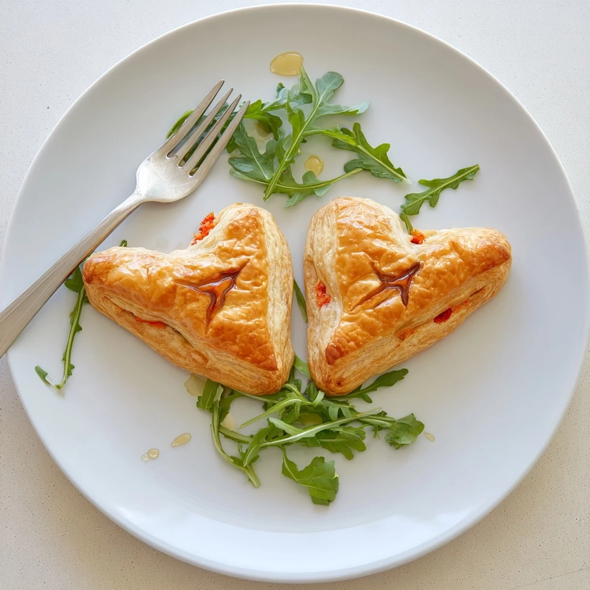 Beautifully baked Cœurs Entrelacés appetizers: flaky pastry with visible herb and pepper filling.