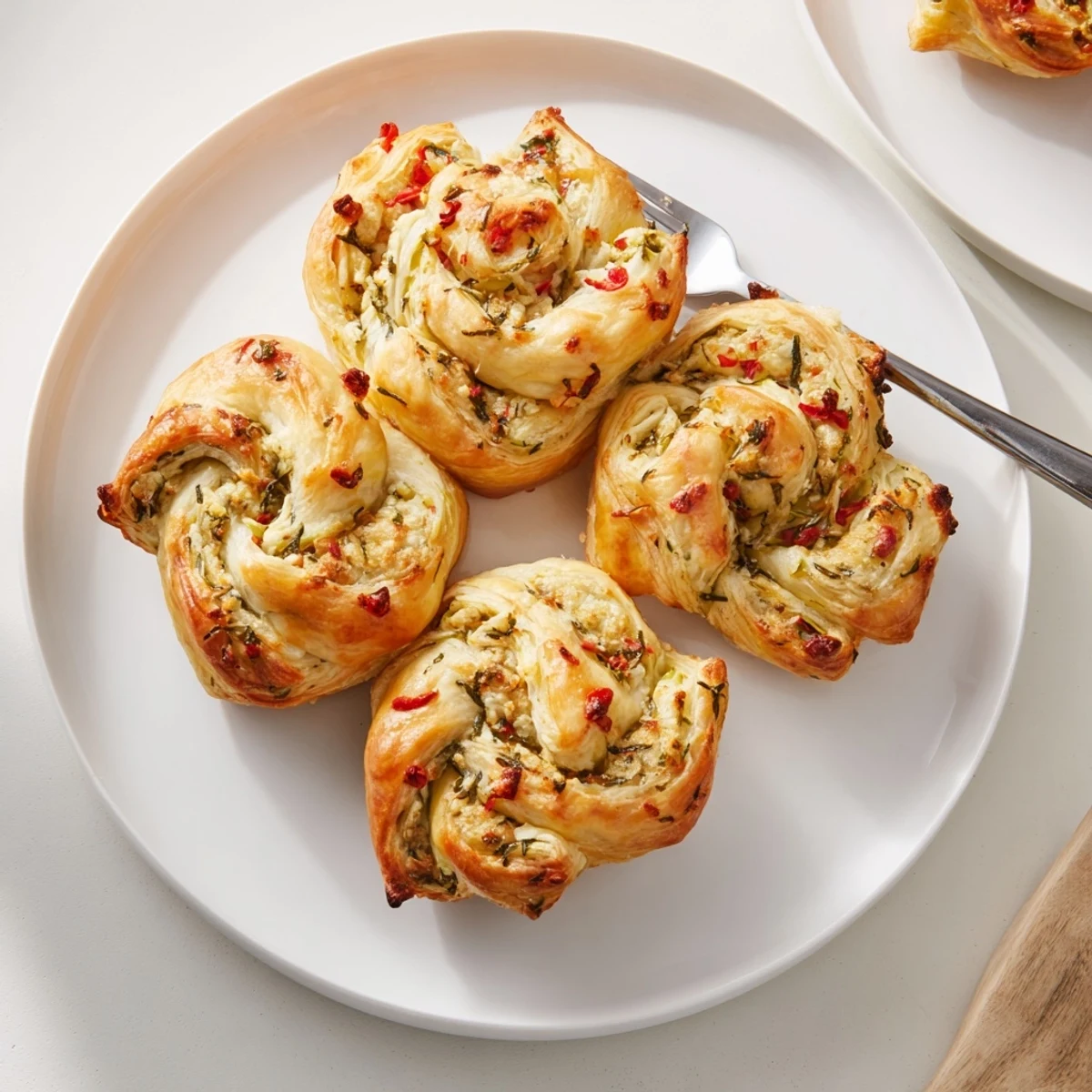 Golden, flaky Cercles d'Hôtes Couronne de Rouleaux, with a creamy, vegetable-filled center, ready to share.