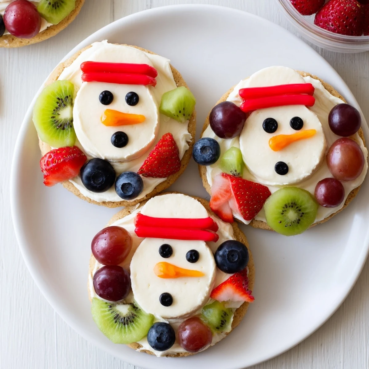 Enjoy a slice of homemade Melting Snowman Fruit Pizza, a sweet, inviting winter dessert.