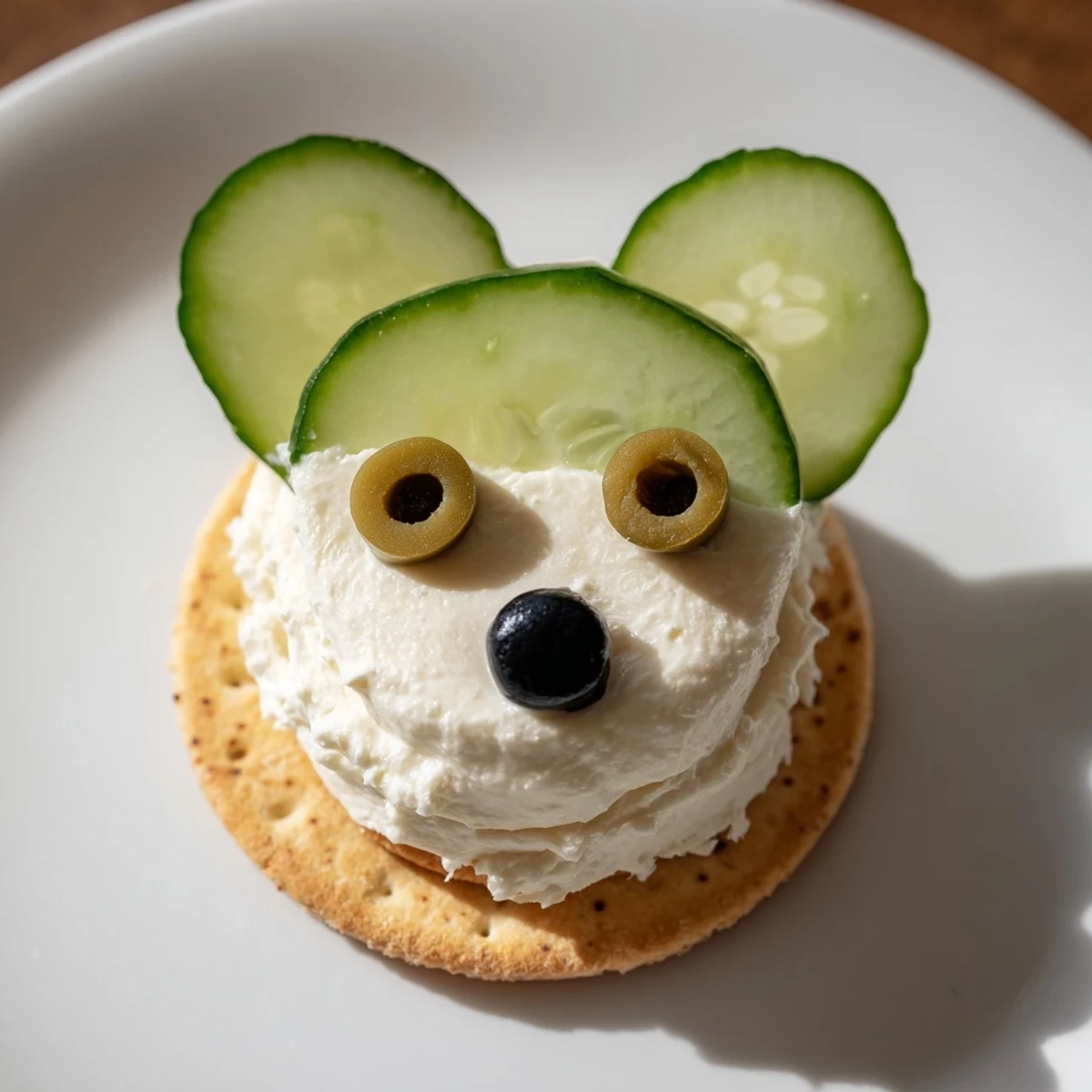 Adorable Polar Bear Iceberg Cracker Stacks, perfect for a party, with cool cream cheese and fresh veggies.