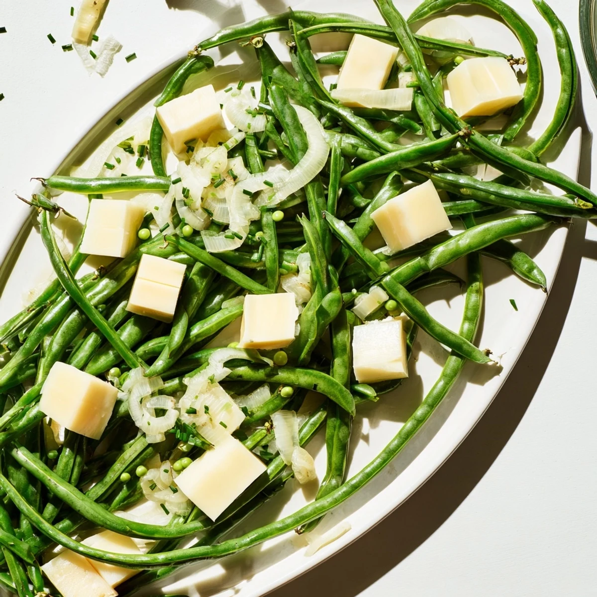 Imagine the The English Ivy salad: green vegetables twirled on a platter, dotted with creamy white cheddar.