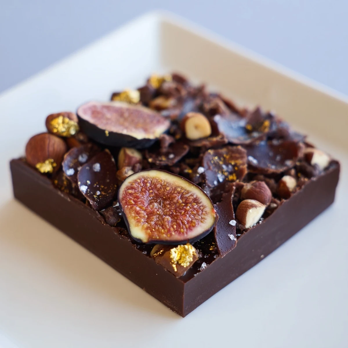 Rich dark chocolate and figs create the flavorful layers of The Midnight Mosaic dessert.