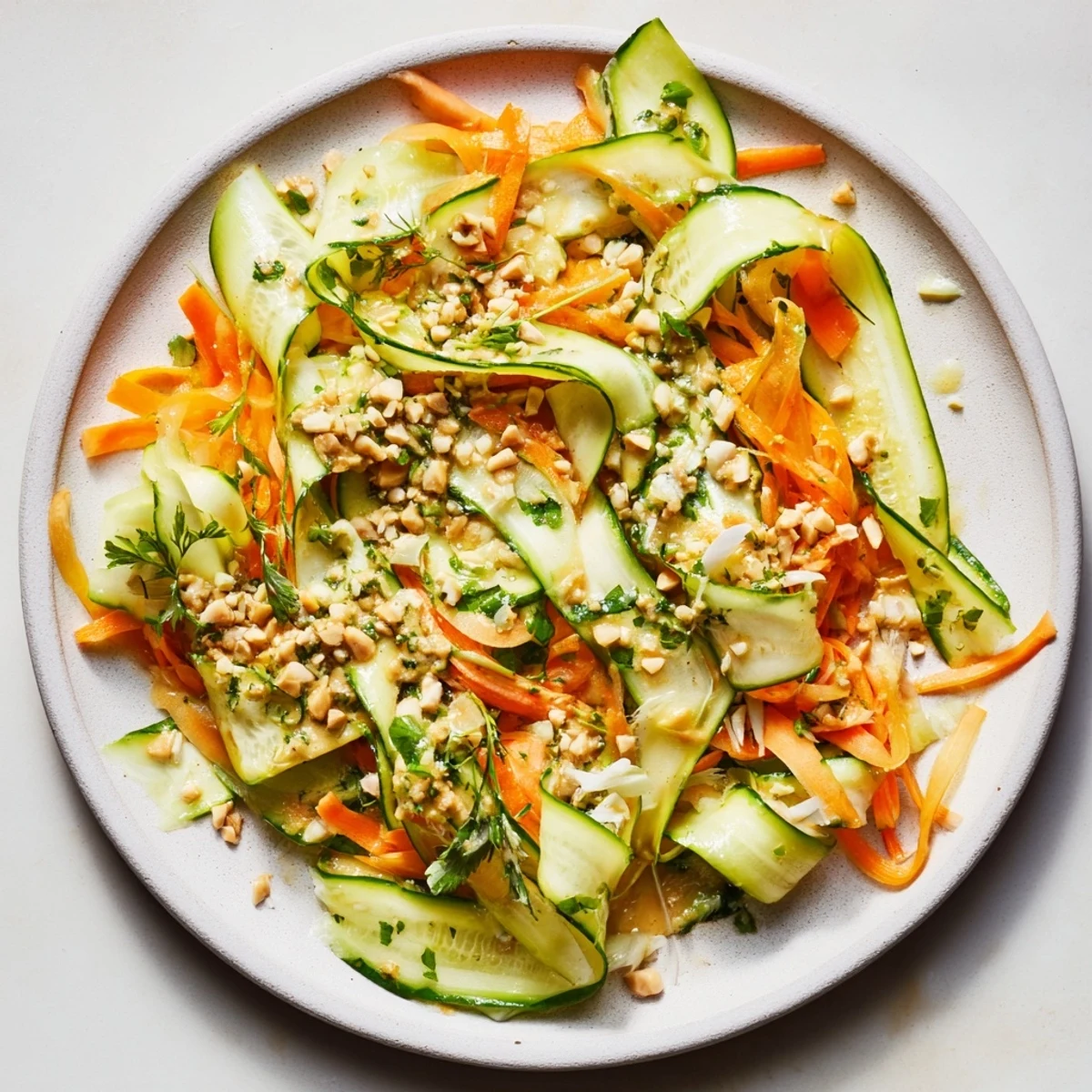 Fresh Thai-Style Peanut Cucumber Salad, vibrant with cilantro and peanuts, waiting to be enjoyed.