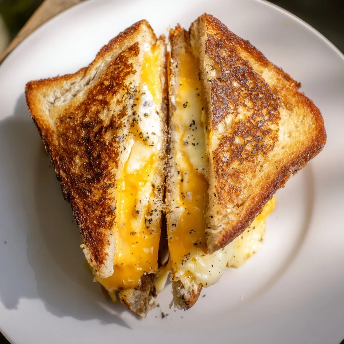 Warm, creamy Custard French Toast Grilled Cheese with perfectly golden bread and gooey cheese pull.