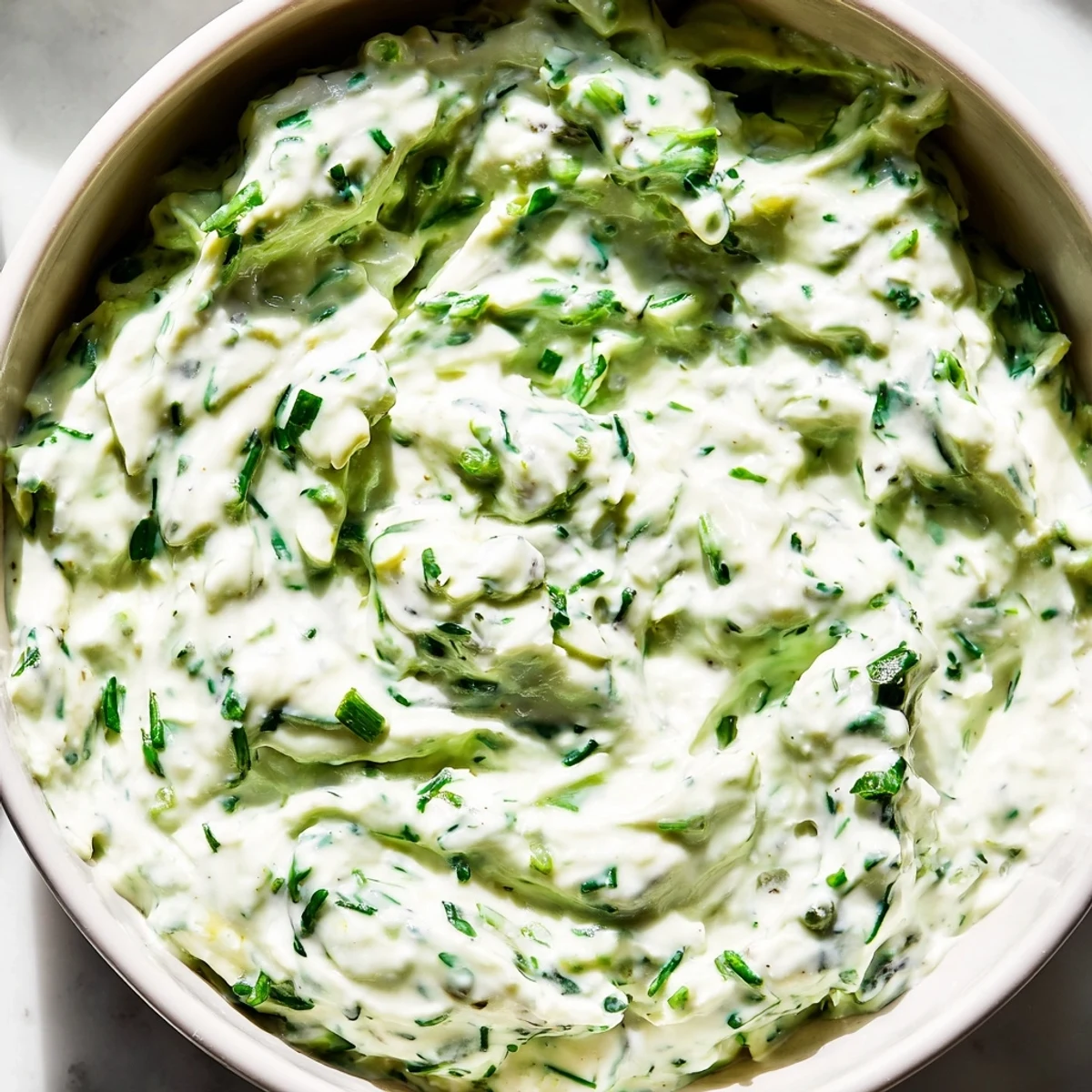 A close-up of a vibrant bowl of Green Goddess Dip, perfect for dipping and sharing.