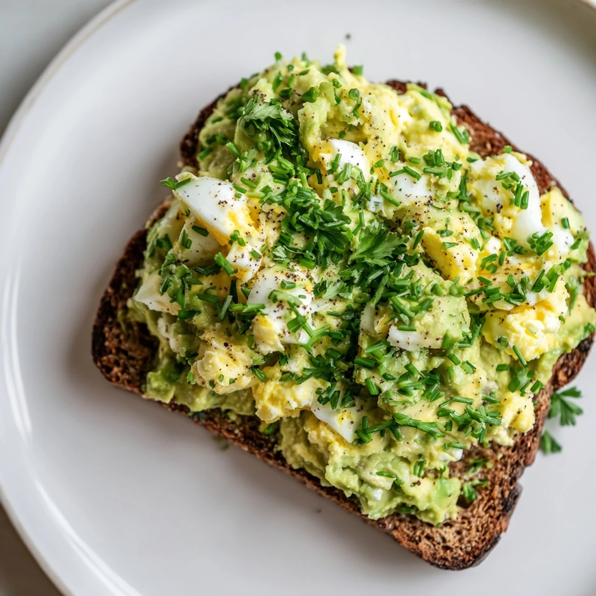 Bright green Avocado Egg Smash, a quick and easy breakfast or lunch, on toasted whole-grain.