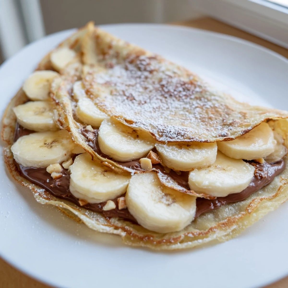 Delicious Banana Nutella Wrap: Crispy tortilla encasing sweet banana and Nutella, a simple dessert.