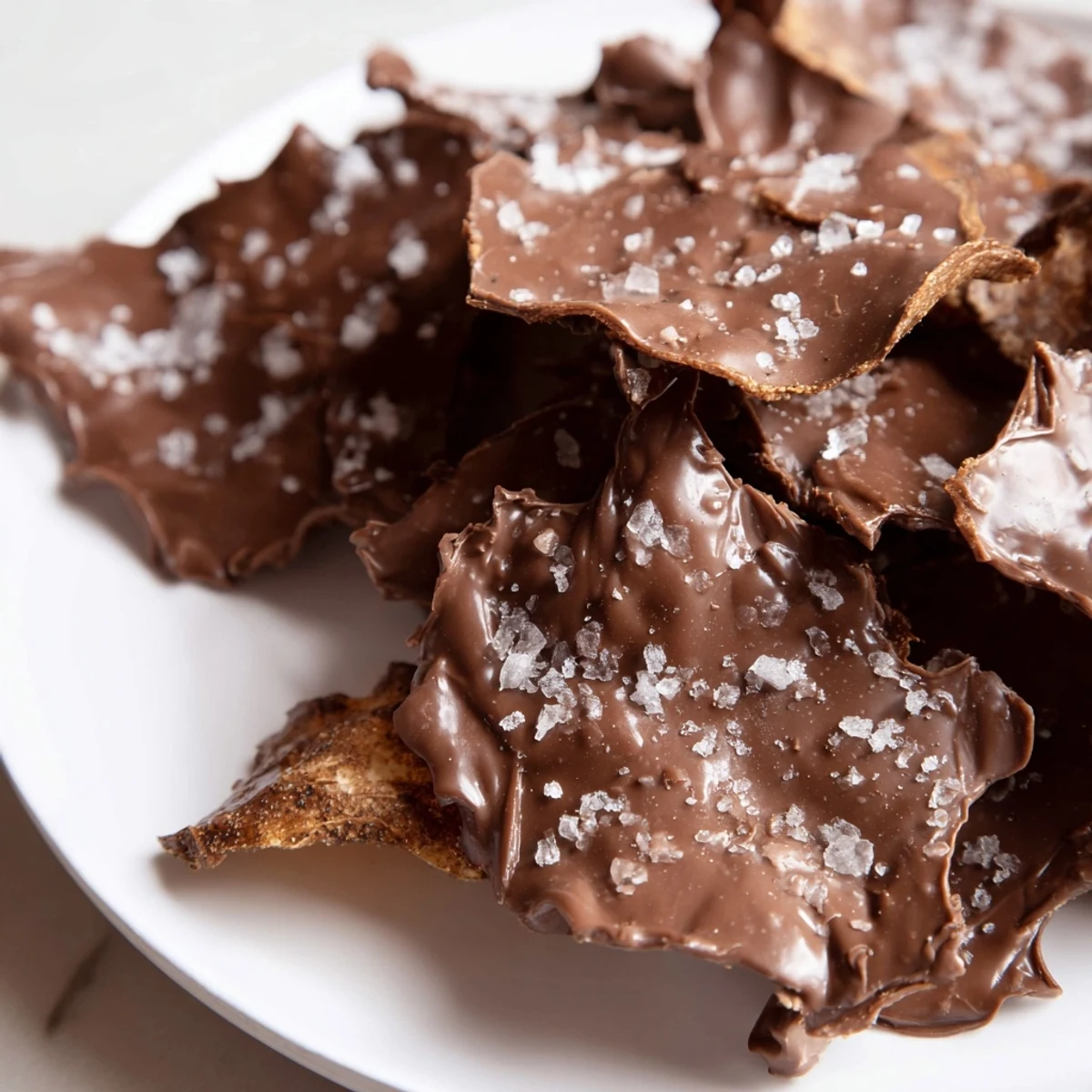 Crispy potato chips covered in smooth chocolate, making this decadent Chocolate Potato Chip Bark.