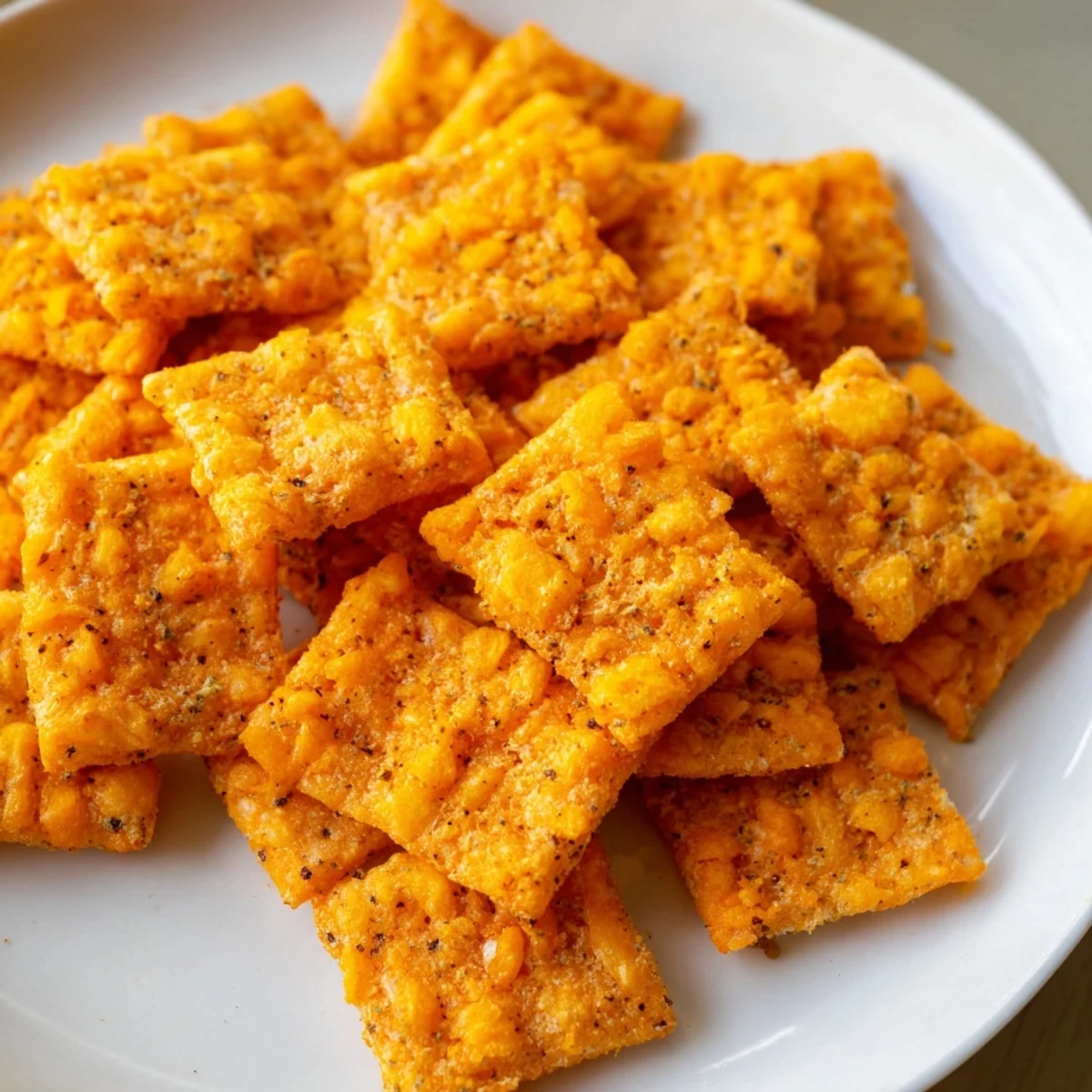 These homemade Crispy Cheeto Cheese Crackers look delightfully crunchy with a blend of cheese and crushed Cheetos.