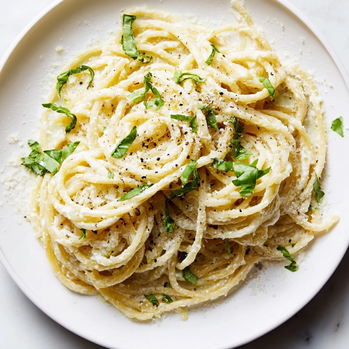 A vibrant plate showing Lemon Ricotta Pasta, brightened by fresh basil and zesty lemon.