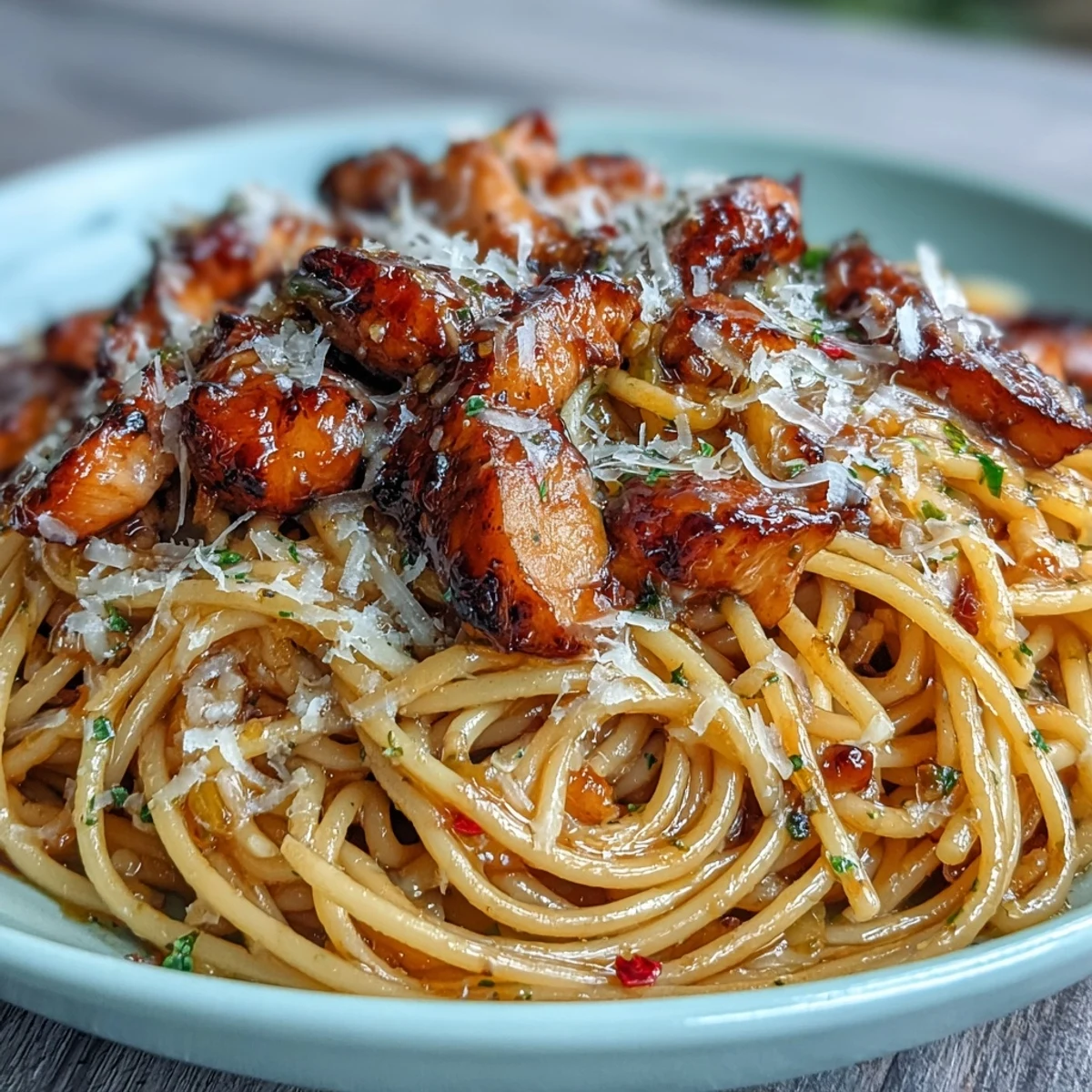 Sticky Honey Garlic Chicken Pasta
