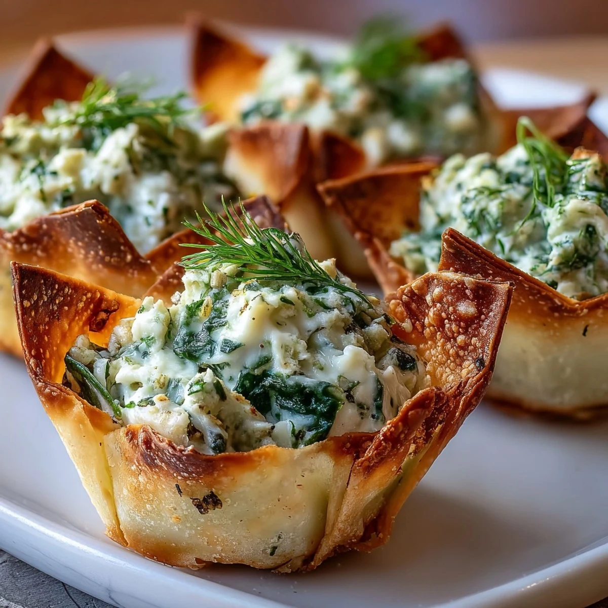 These bite-sized appetizers feature golden, crunchy edges and a creamy, warm spinach and feta filling.