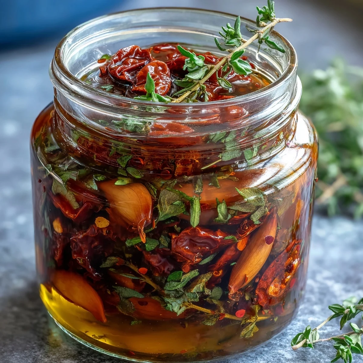 Golden, fragrant garlic and crushed chilies steep in olive oil for a bold, spicy Italian condiment.
