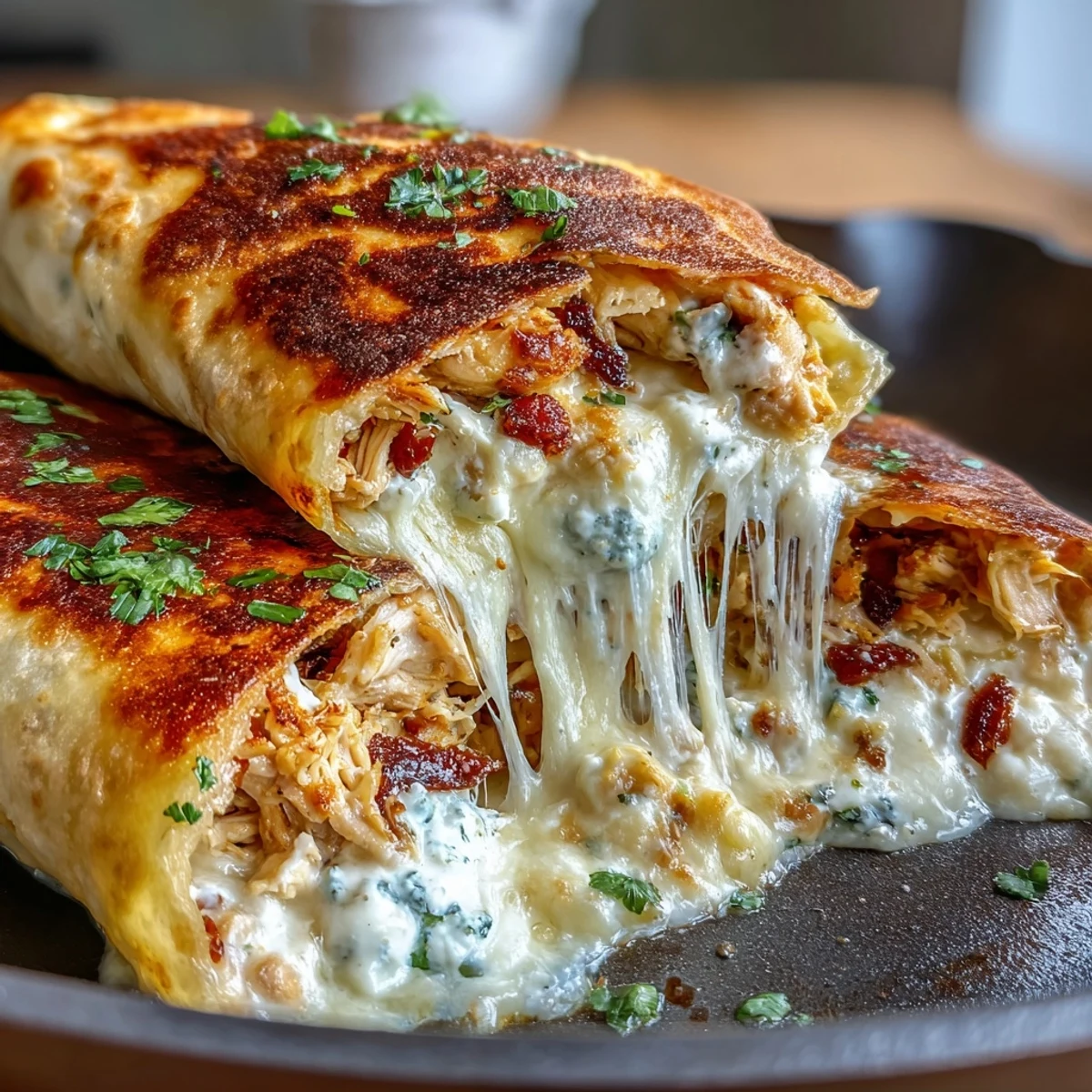 Served on a rustic plate with a side salad, these wraps make a delicious low-carb lunch for four.