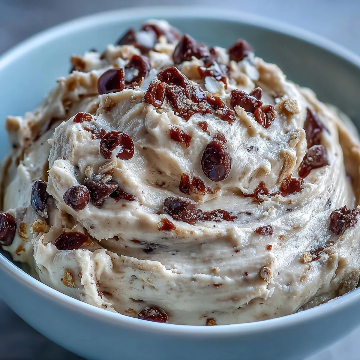 Creamy Greek yogurt cookie dough with chocolate chips, a healthy no-bake dessert ready in minutes.  
