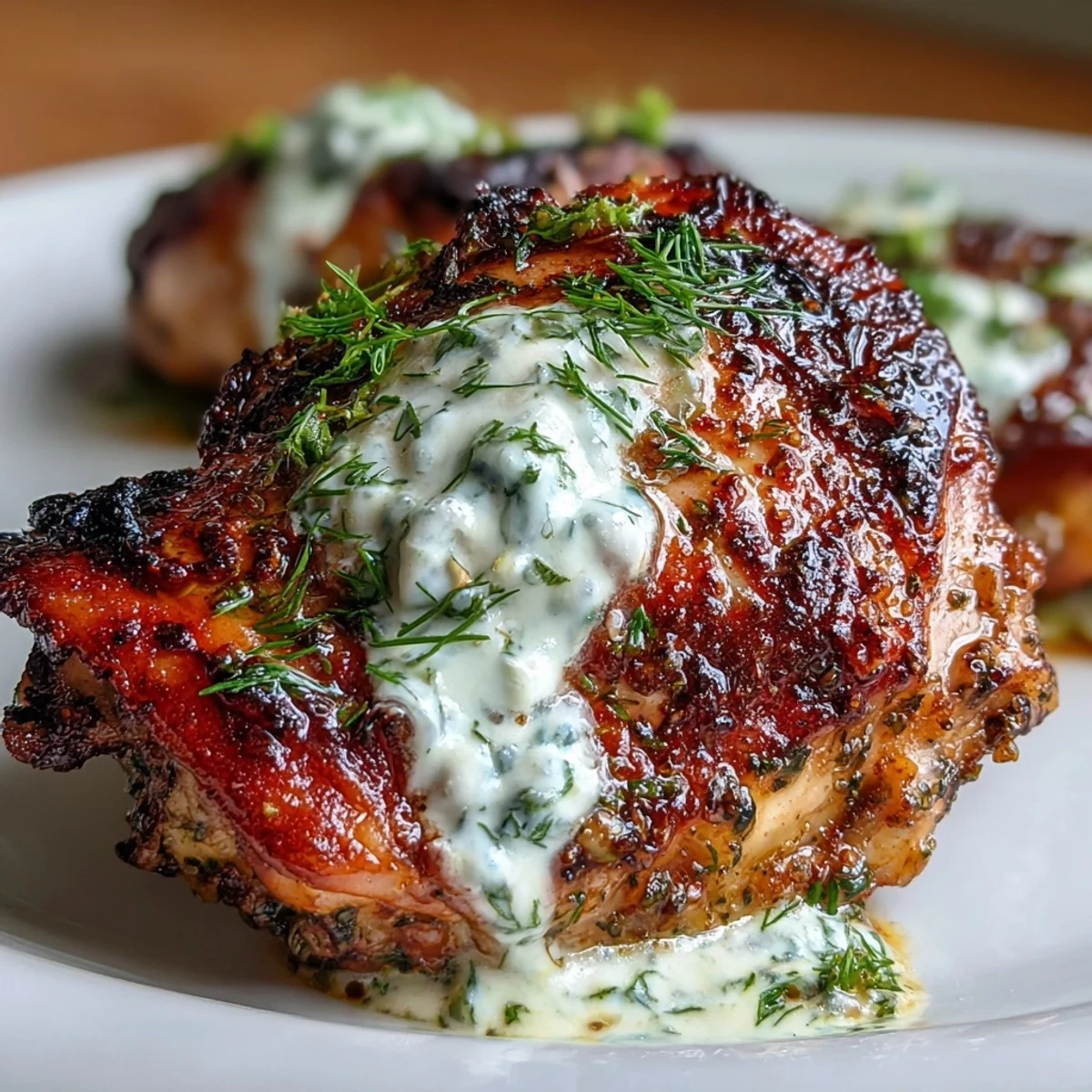 Juicy bone-in chicken thighs seasoned with zaatar, paprika, and garlic, served with a smooth, lemon-kissed tahini drizzle.