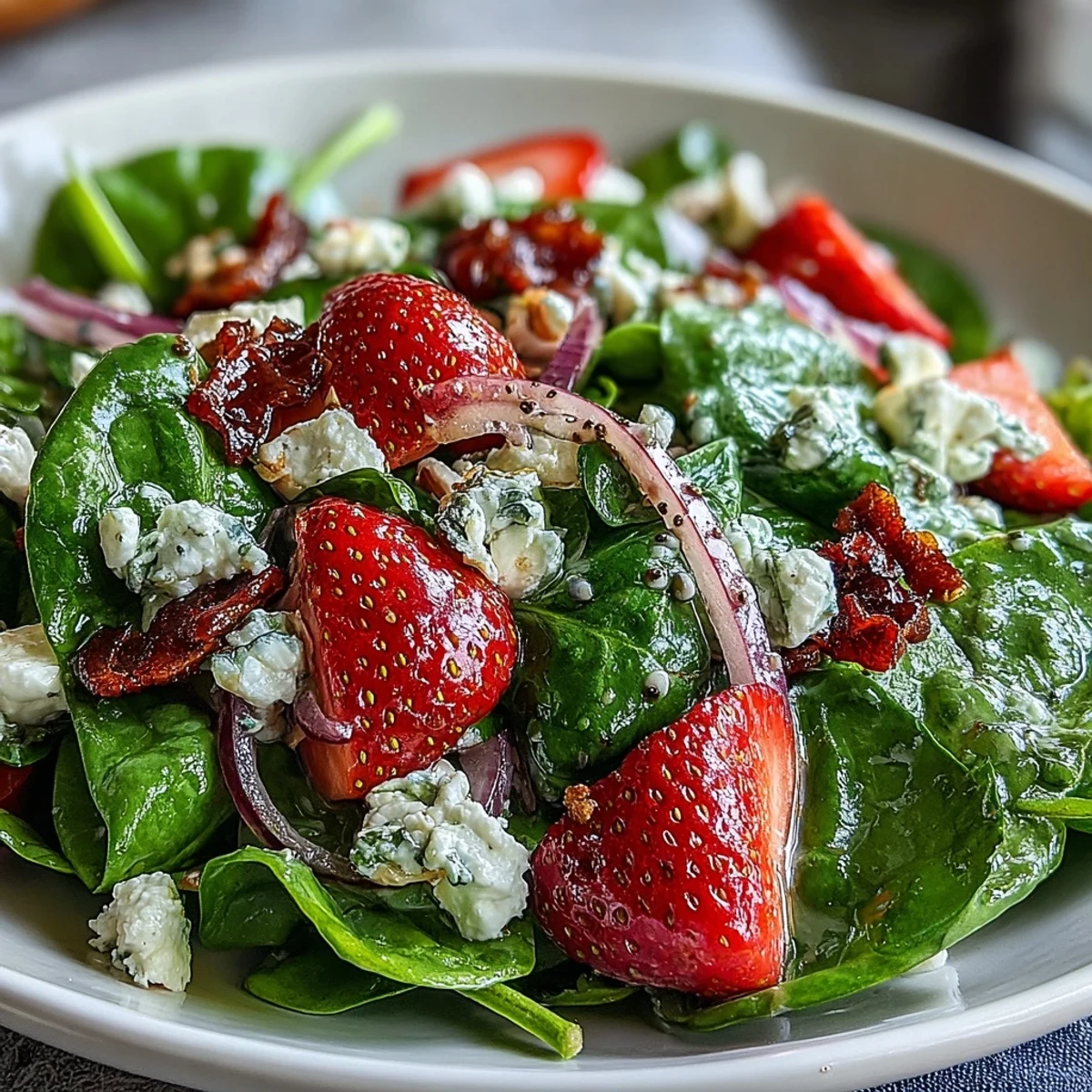 Fresh spinach and juicy strawberries tossed with toasted almonds and feta, finished with a sweet and zesty poppy seed vinaigrette.