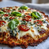 Crispy, gluten-free leftover rice pizza crust ready for your favorite toppings.