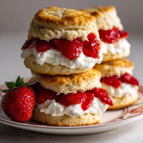 A stack of strawberry shortcake sandwiches.