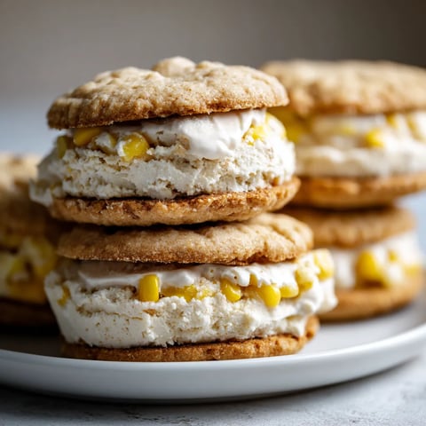 Sweet corn and coconut milk ice cream sandwiches.