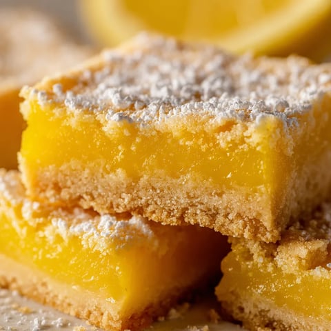 A close up of a lemon bar with powdered sugar on top.