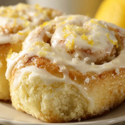 Two lemon sweet rolls on a plate.