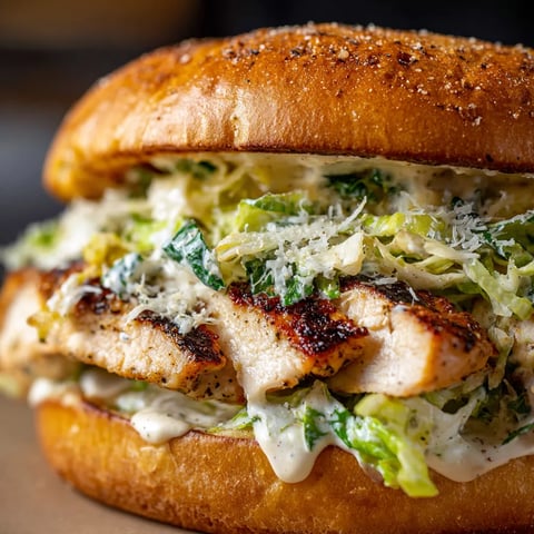A chicken Caesar burger with lettuce and cheese.